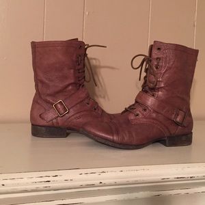 Brown leather combat boots (gently used)