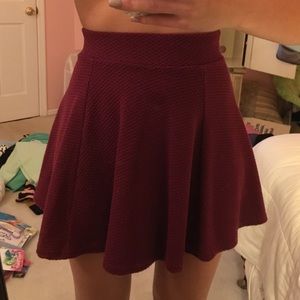 Maroon High Waisted Circle Skirt