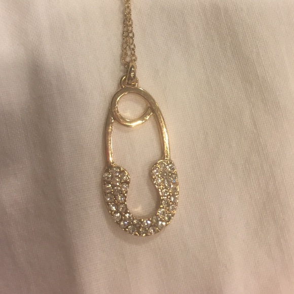 Diamond safety pinned necklace