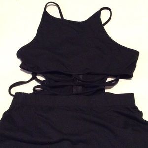 Halter Neck Maxi Dress with Open Mid Crisscross