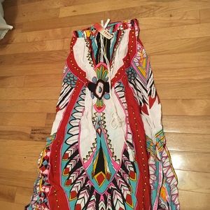 Random brand peacock print maxi skirt