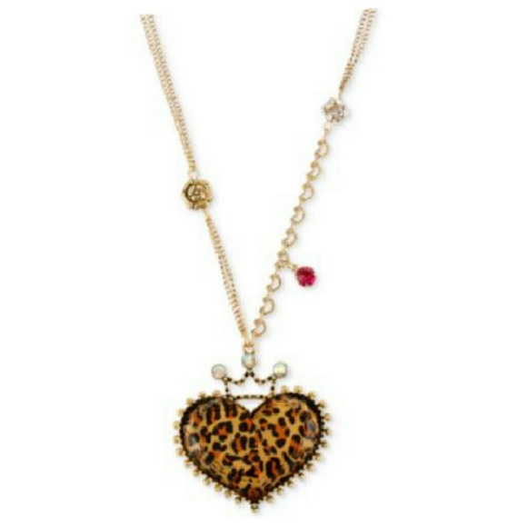 Betsey johnson leopard heart necklace