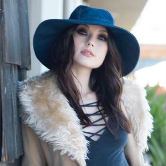 Wide brim denim sun hat