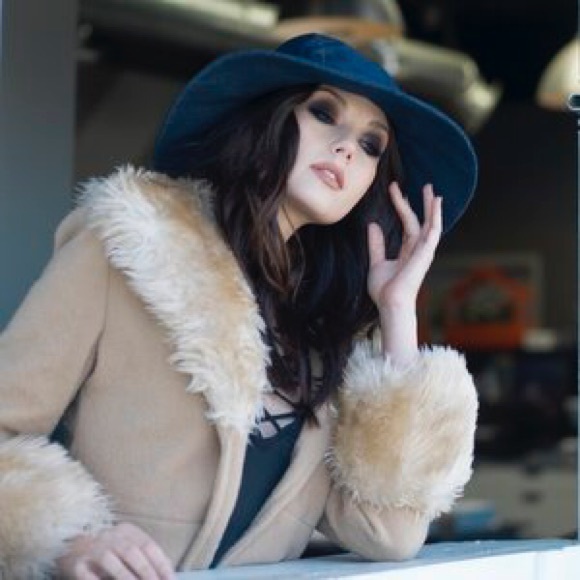 Wide brim denim sun hat