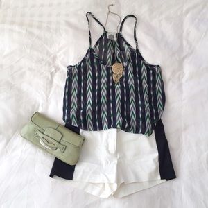 Sheer Chevron Print Sleeveless Top