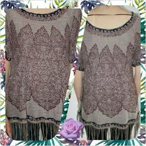 Free People "New Plum Textured Short-Sleeved Top