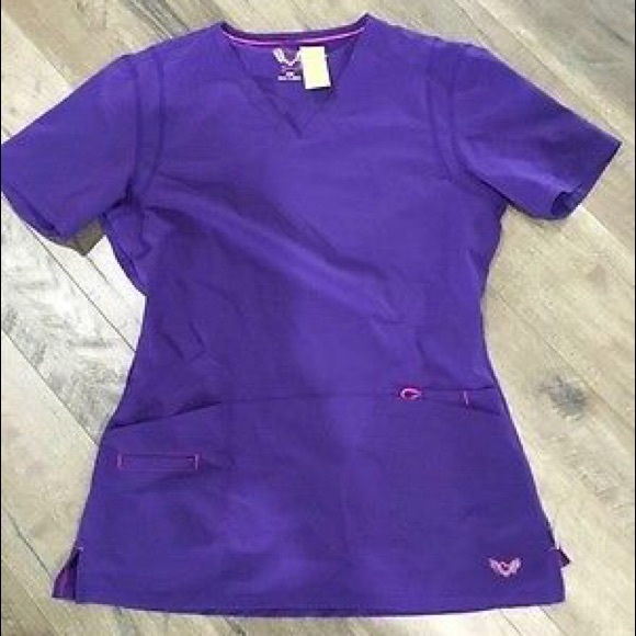 Smitten purple scrub top XS