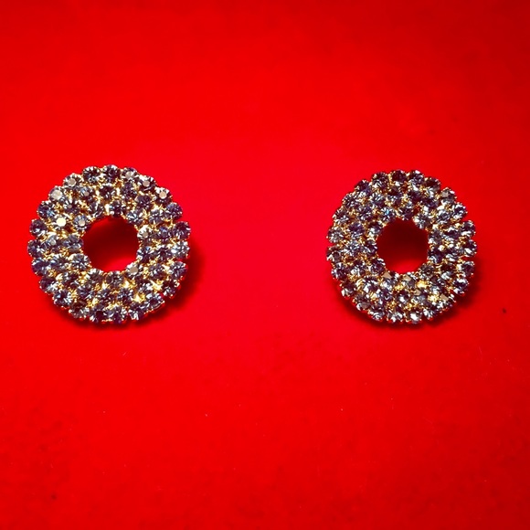 Gold Plated Blue Donut Stud Earrings