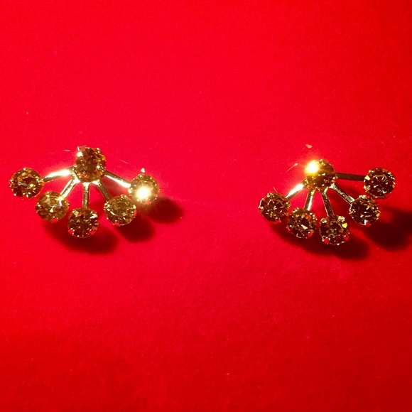 Gold Plated Champagne Crystal Ear Jackets