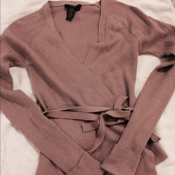 BCBG purple wrap around top