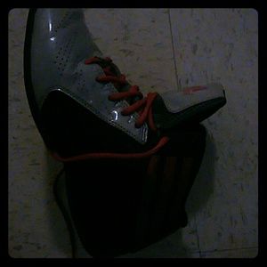 My adidas basket ball red and black shoes