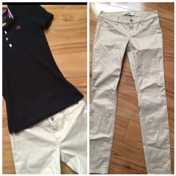 Hollister Like New Tan Shimmery Skinnies , 1R , 25