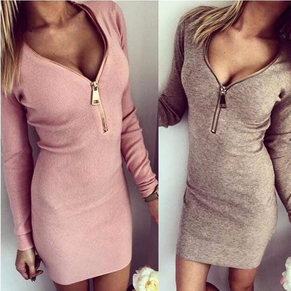 Dresses & Skirts - 🌹🆕 FASHION ESSENTIAL PINK ZIPPER DRESS🌹