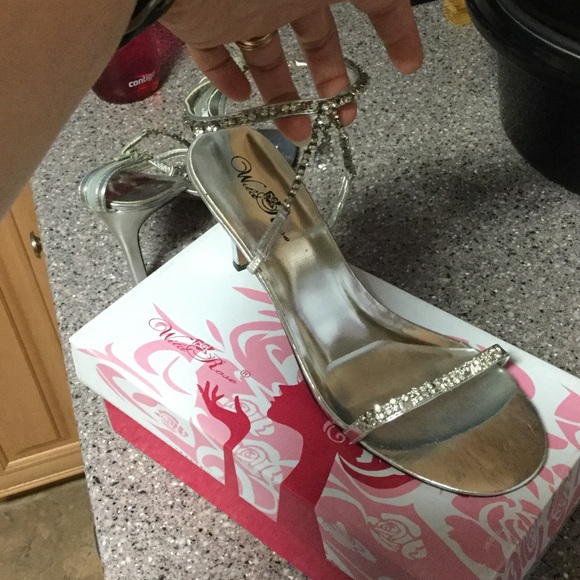 Sparkling silver heels