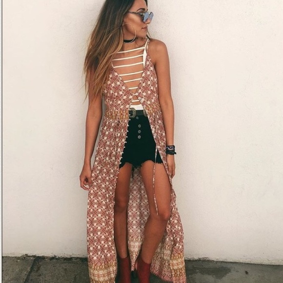 LF Orange Patterned Duster - Picture 2 of 3