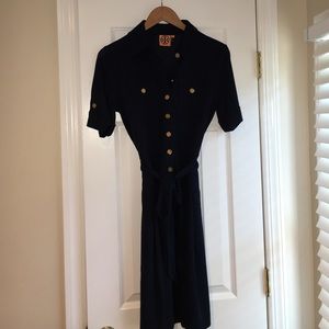 Tory Burch navy dress with gold buttons