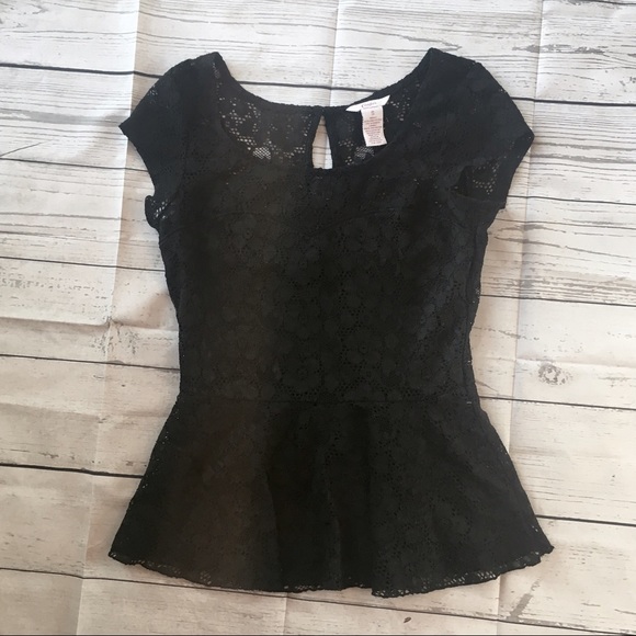 Candies Black Lace Peplum top