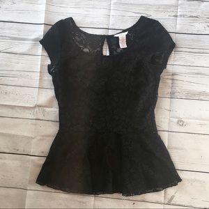 Candies Black Lace Peplum top