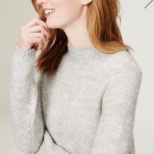 LOFT stitchy mockneck sweater, soft grey