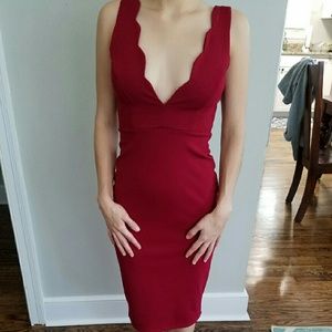 Low cut red dress