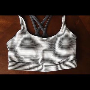 Lululemon grey and whit stripe energy bra size 6