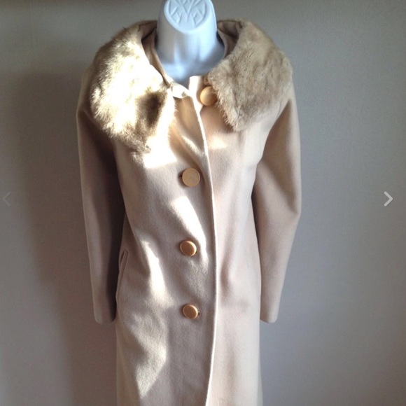 Vintage Large Cashmere Fox Fur Collar Coat