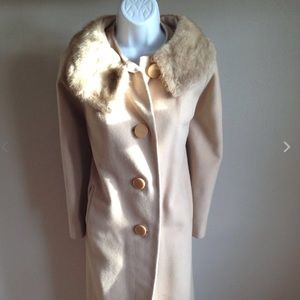 Vintage Large Cashmere Fox Fur Collar Coat