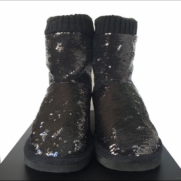 Victoria's Secret Pink Black Sequined Boots