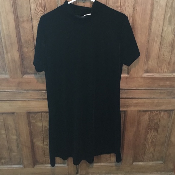 Black Velvet Mock Turtleneck Dress