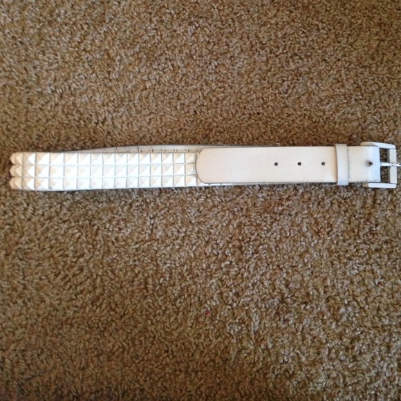 White studded belt