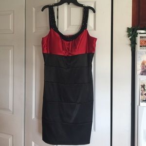 Red & Black cocktail dress; last