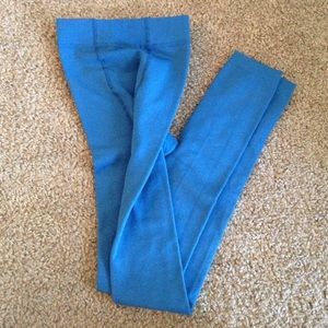 Thick blue footless tights