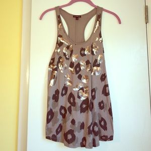 Express Leopard Print Tank Top with gold sequins