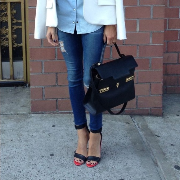 Tibi black and red ankle strap sandals. Size-40