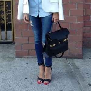 Tibi black and red ankle strap sandals. Size-40