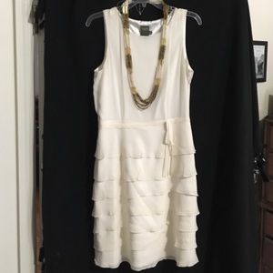 Cream-Colored Ruffle Bottom Dress