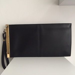 Balenciaga black leather envelope clutch