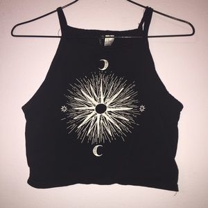 🌙 black halter crop top