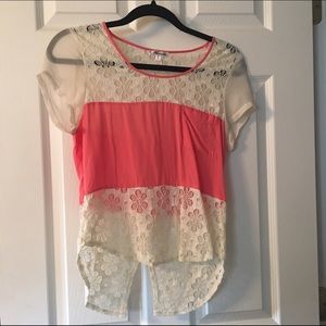 Beautiful Coral Floral Lace top