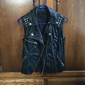 Black faux leather vest