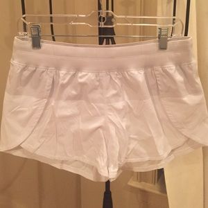 Lululemon white / gray run shorts, 12