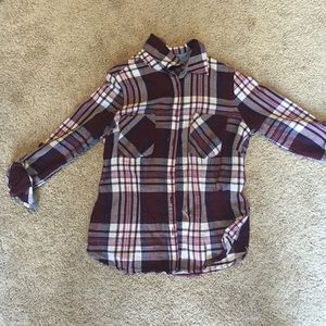 Maroon and white stripped button up