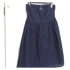 Strapless Navy Cotton Dress