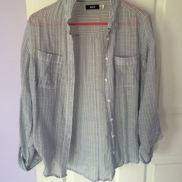 Light blue and white striped button down