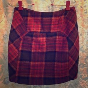 Plaid wool mini skirt