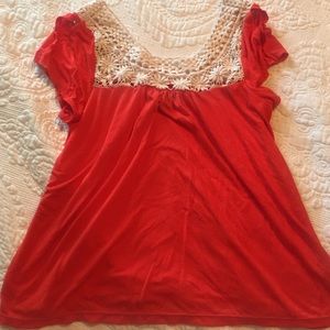 American Eagle coral crochet top