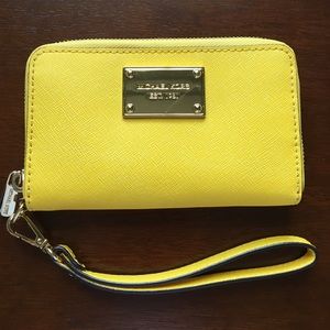Michael Kors Yellow Leather Wristlet