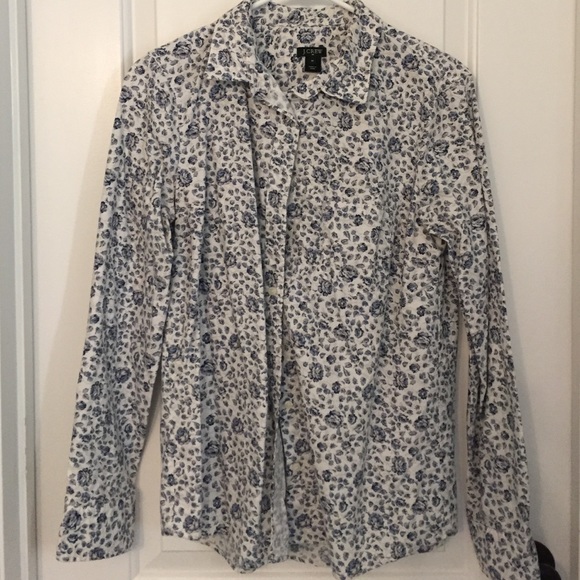 J. Crew blue floral oxford