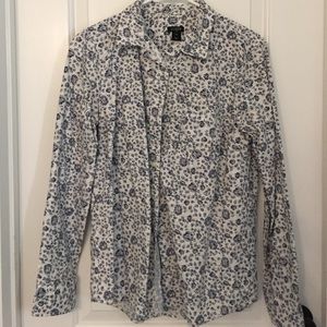 J. Crew blue floral oxford