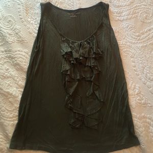 New York & Company olive tank with ruffle